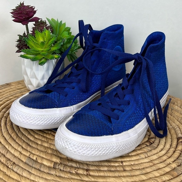 Converse Flyknit High Top Chuck Taylor All Stars Blue 8 - Picture 1 of 10